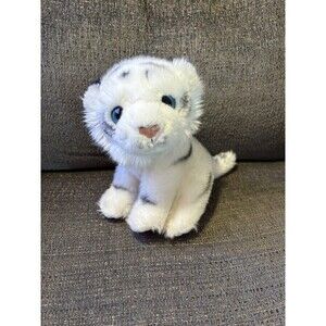 Wild Republic White Tiger Blue Eyes 7” Tall Adorable EUC Sitting Stuffed Plush